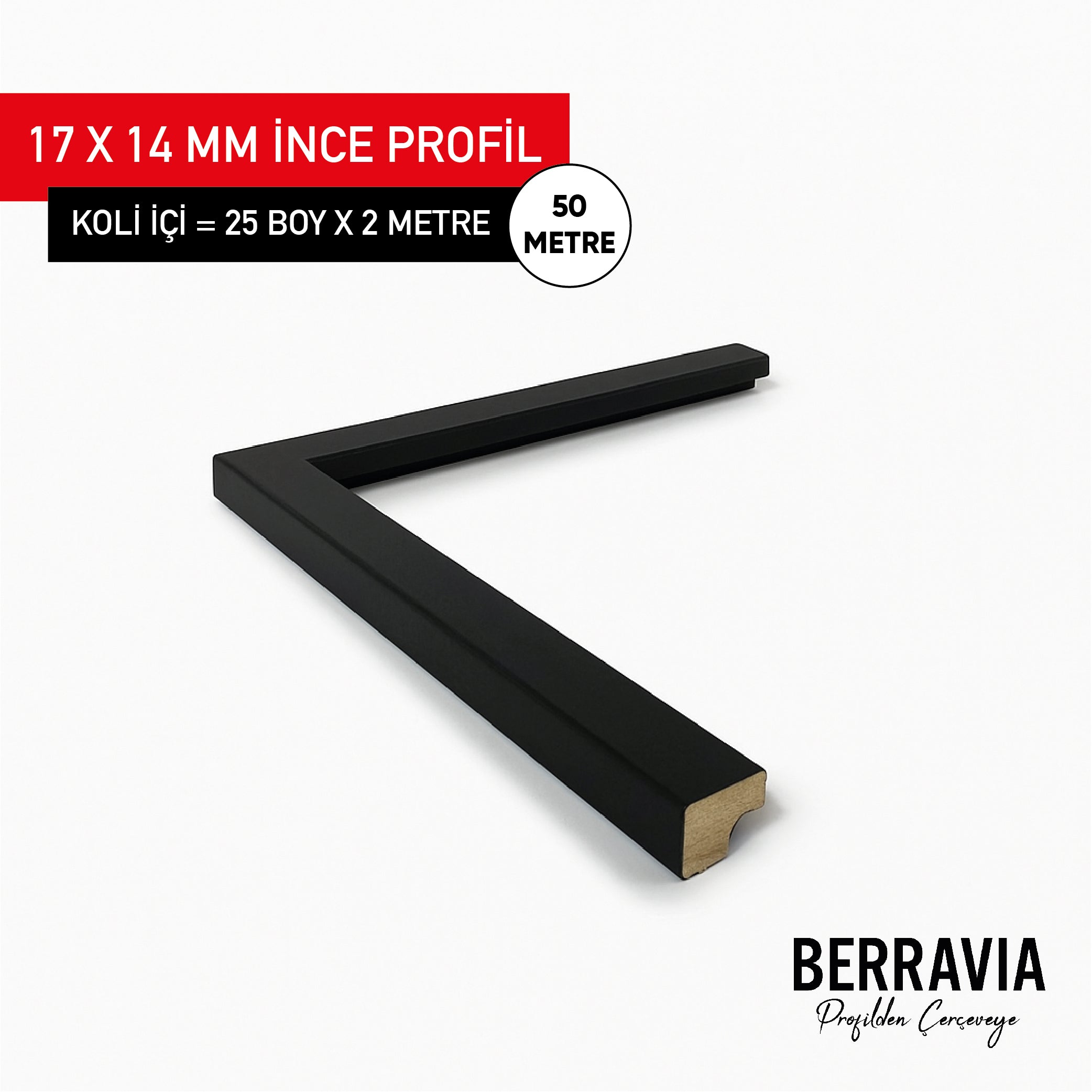 17X14 MM İNCE PROFİL - SİYAH