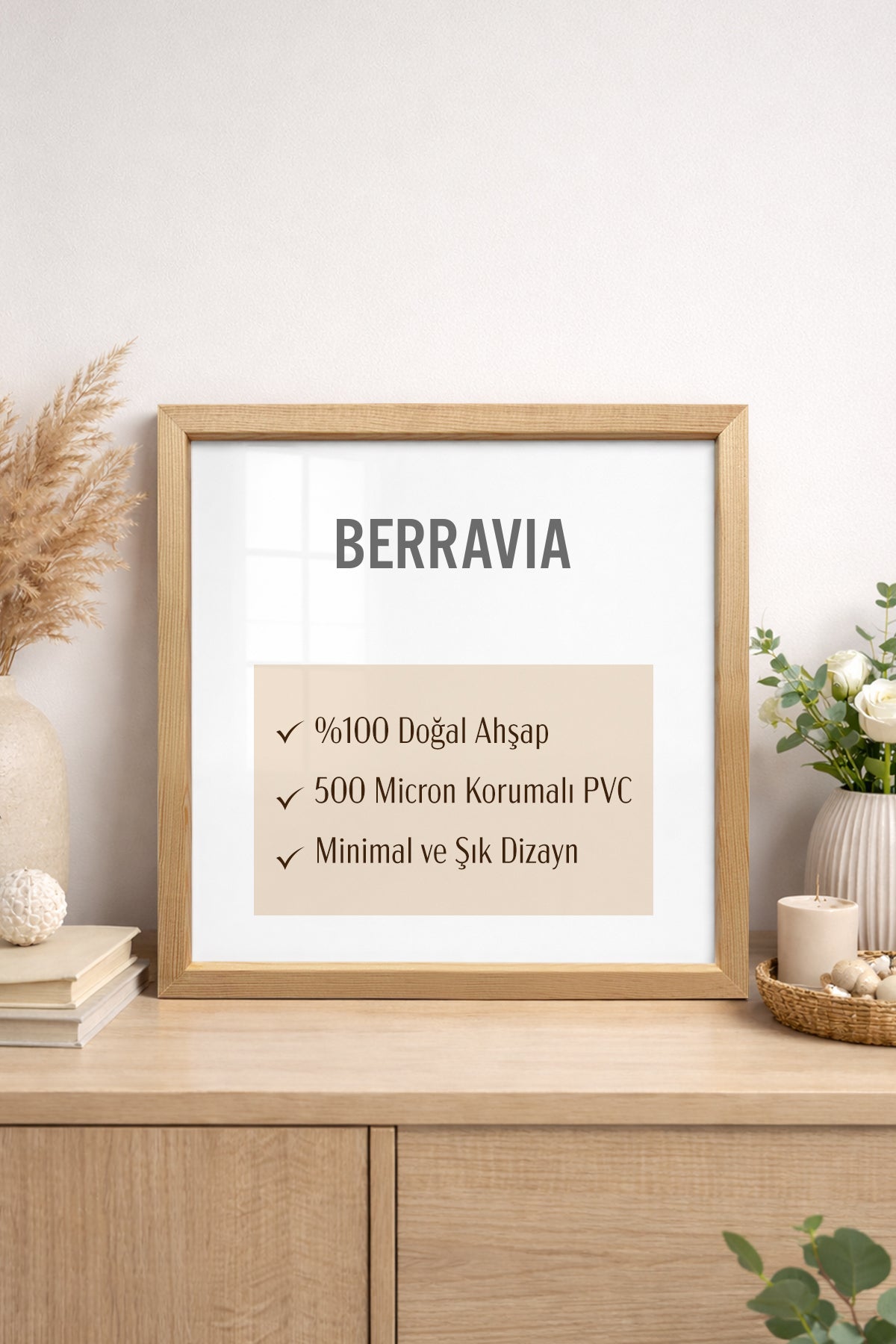 Kare Poster Çerçevesi - Doğal Ahşap
