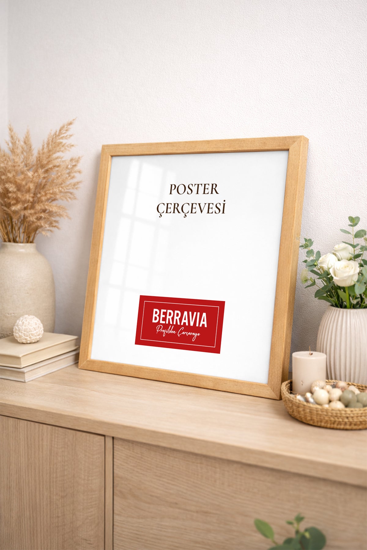 Kare Poster Çerçevesi - Doğal Ahşap