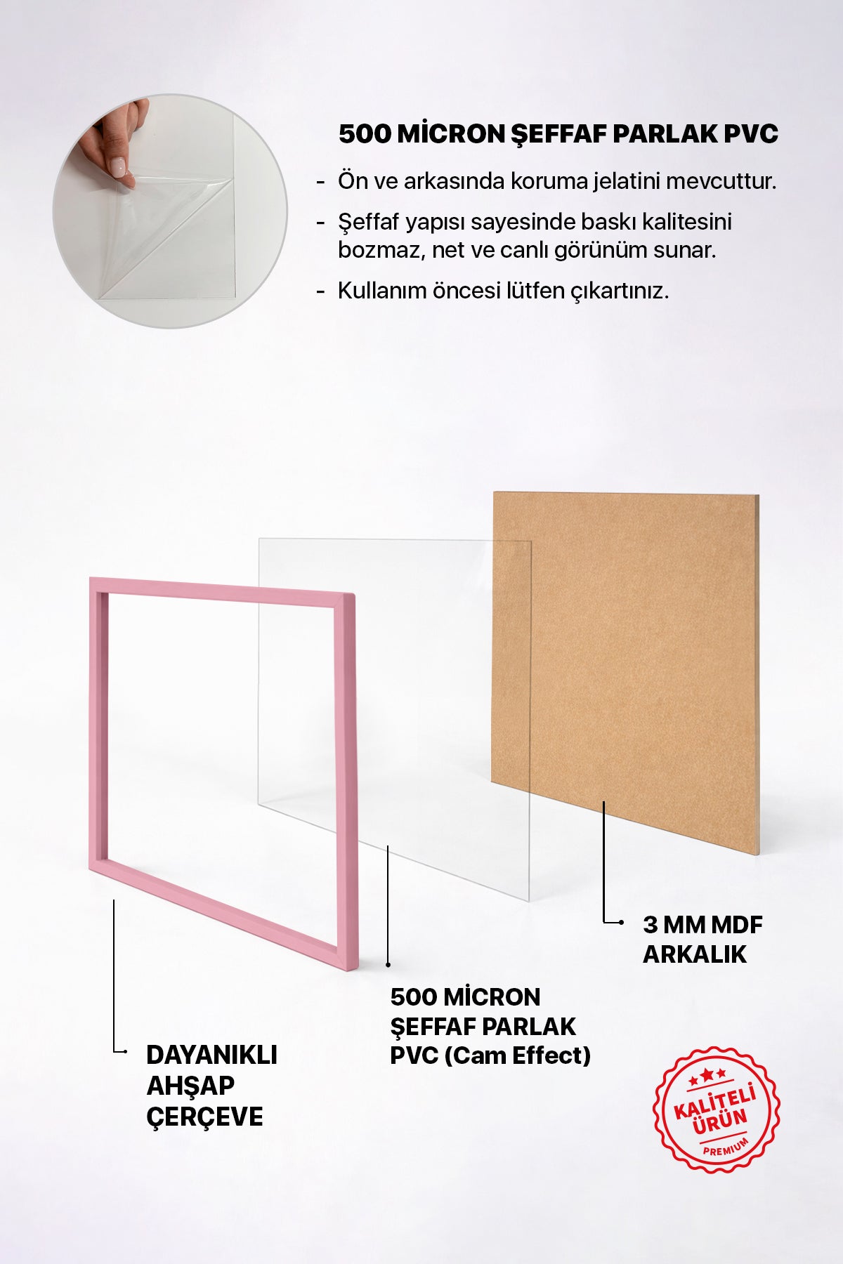 Kare Poster Çerçevesi - Açık Pembe