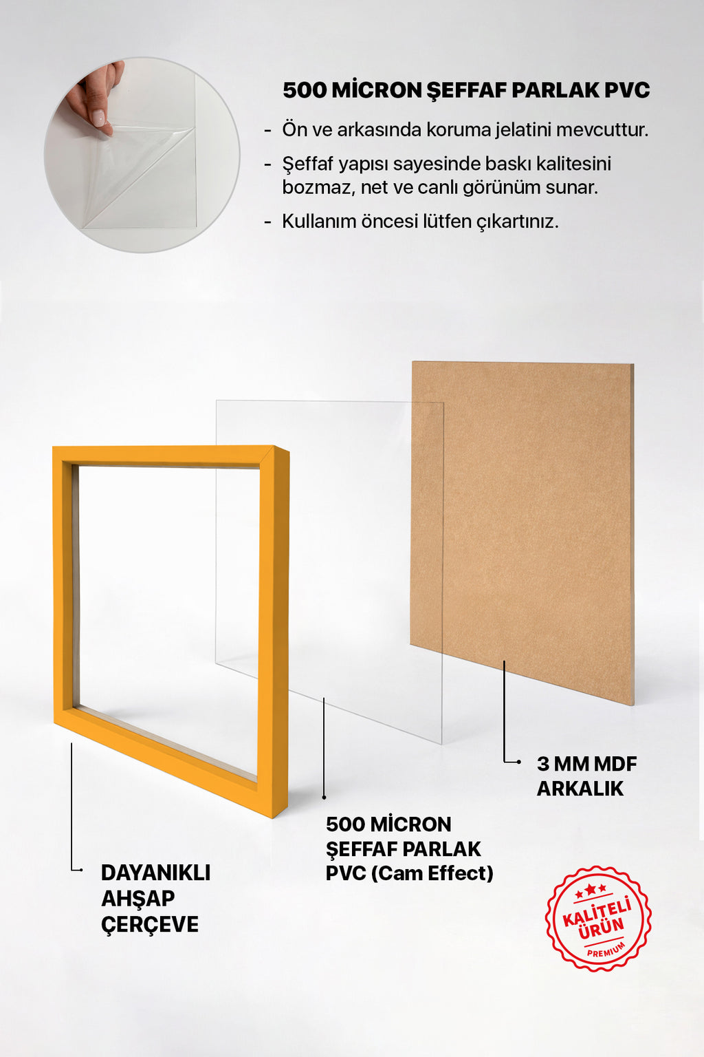 Kalın Kare Poster Çerçevesi - Sarı