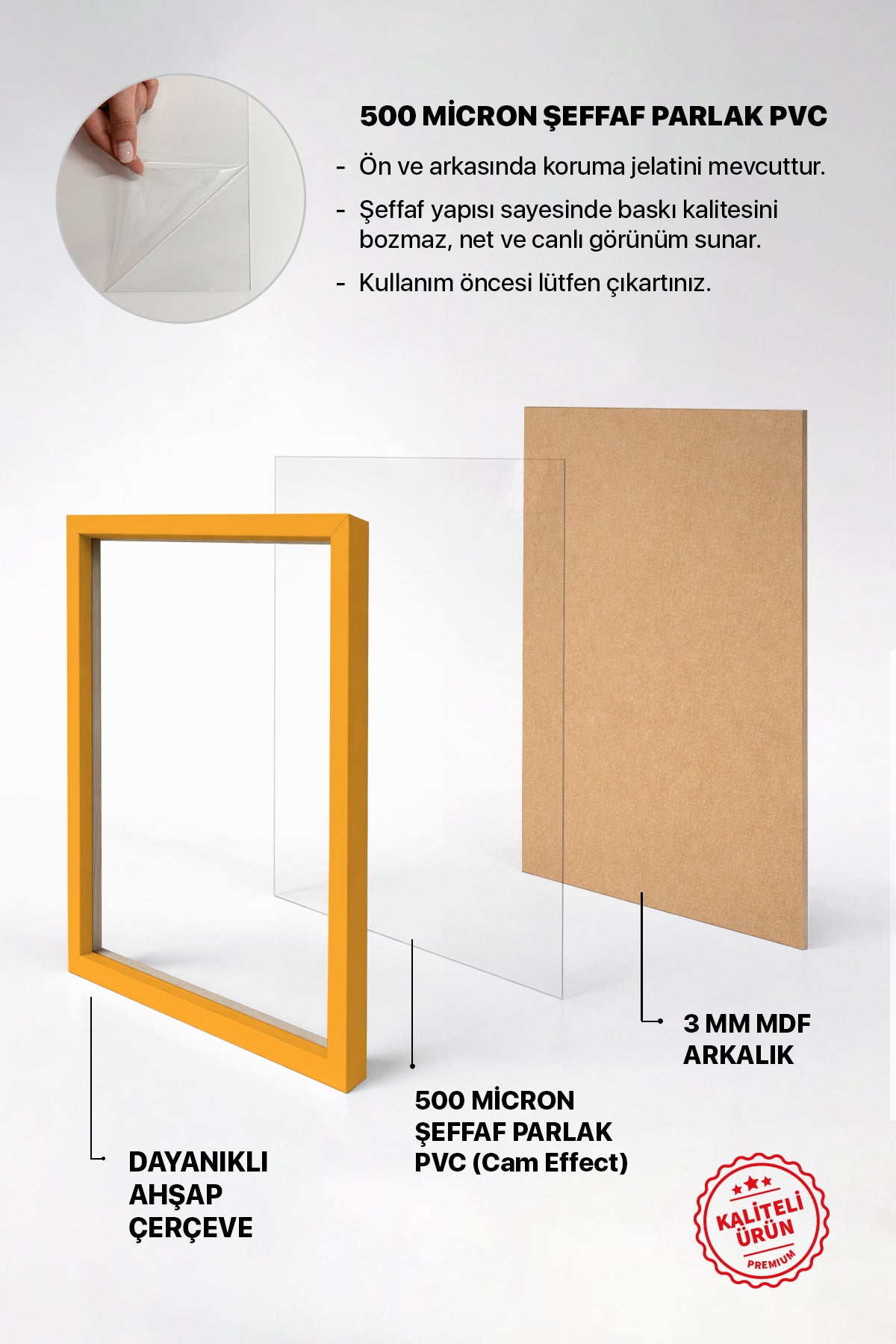 Kalın Masaüstü Resim Çerçevesi, Fotoğraf Çerçevesi - SARI