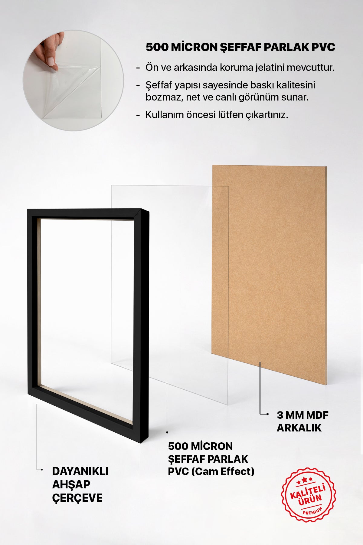 Kalın Masaüstü Resim Çerçevesi, Fotoğraf Çerçevesi - SİYAH