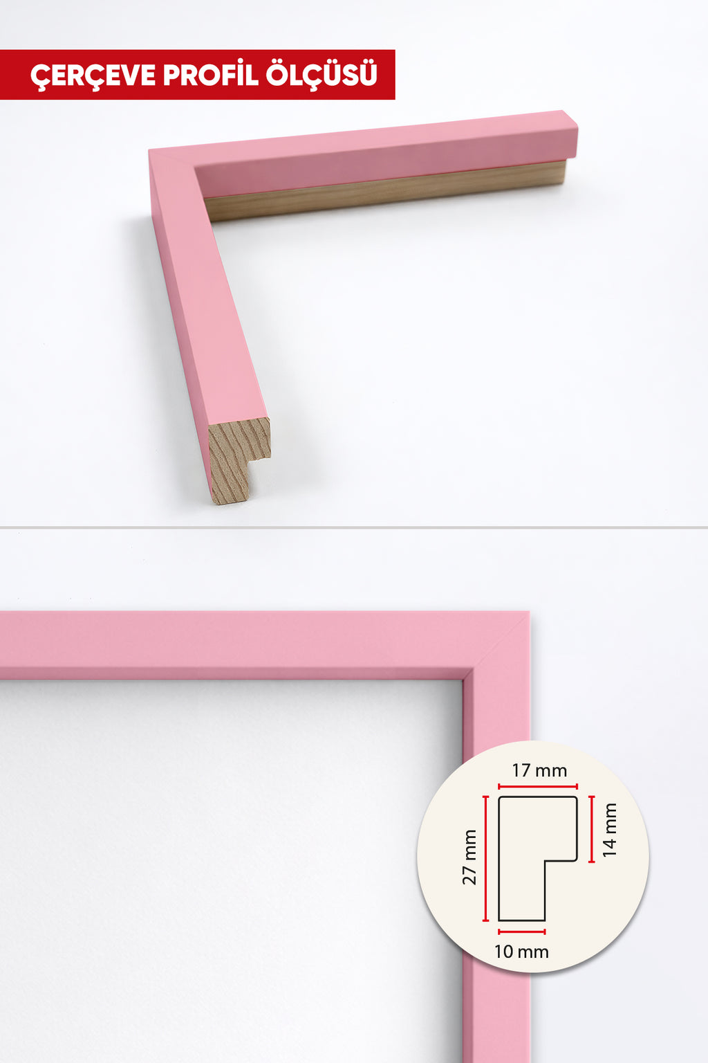 Kalın Kare Poster Çerçevesi - Açık Pembe