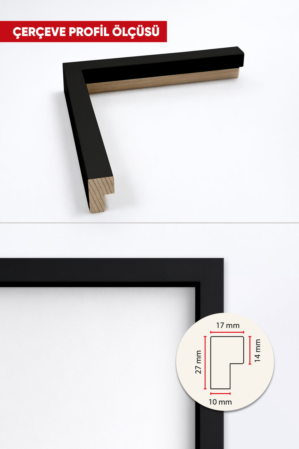 Kalın Masaüstü Resim Çerçevesi, Fotoğraf Çerçevesi - SİYAH