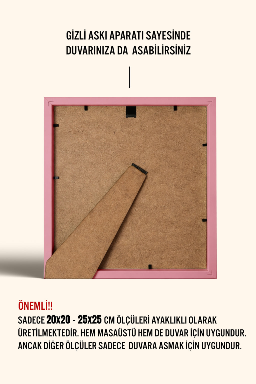 Kalın Kare Poster Çerçevesi - Açık Pembe