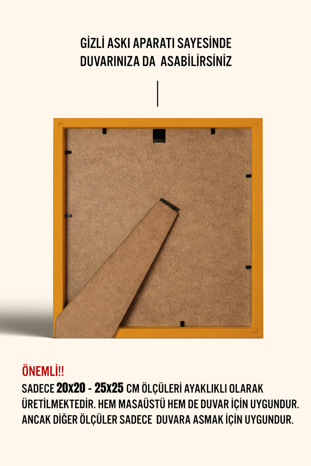 Kalın Kare Poster Çerçevesi - Sarı