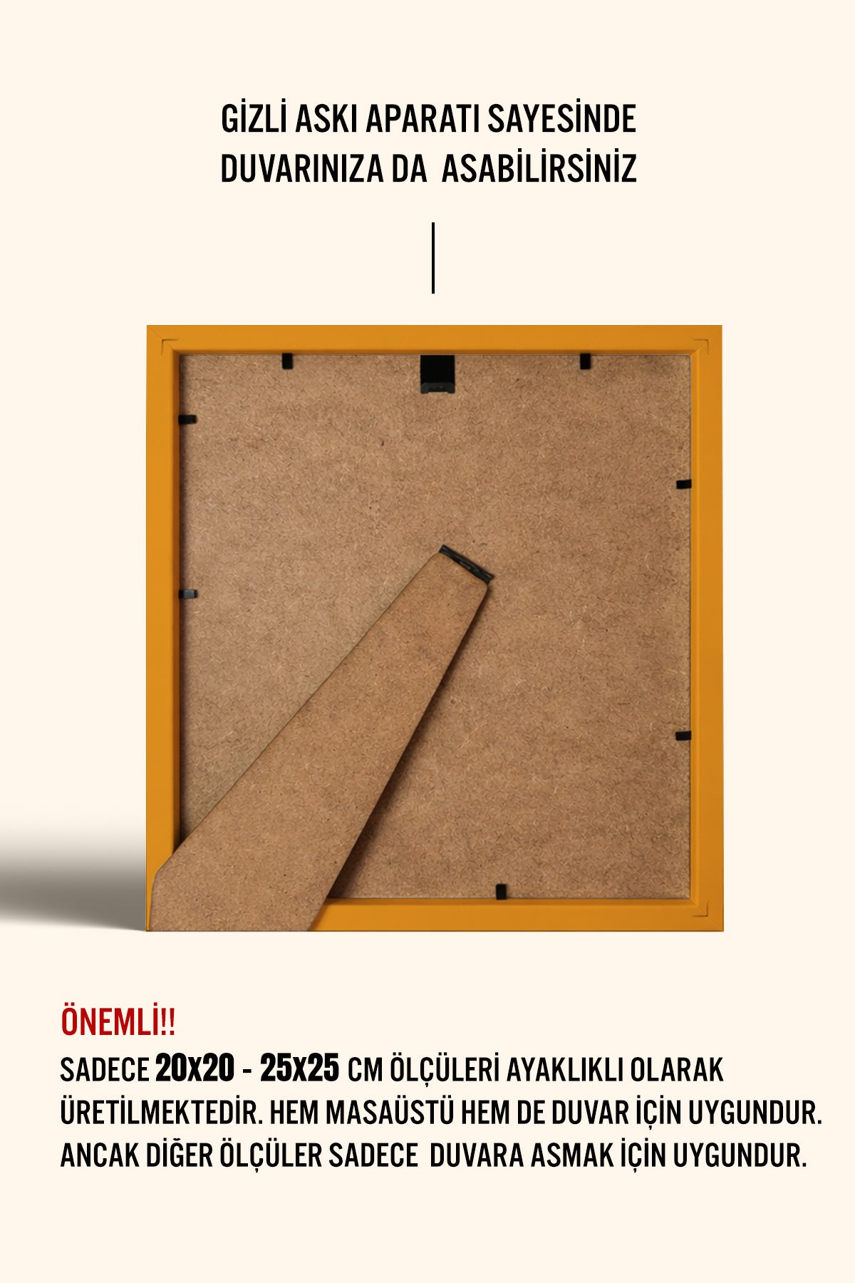 Kalın Kare Poster Çerçevesi - Sarı