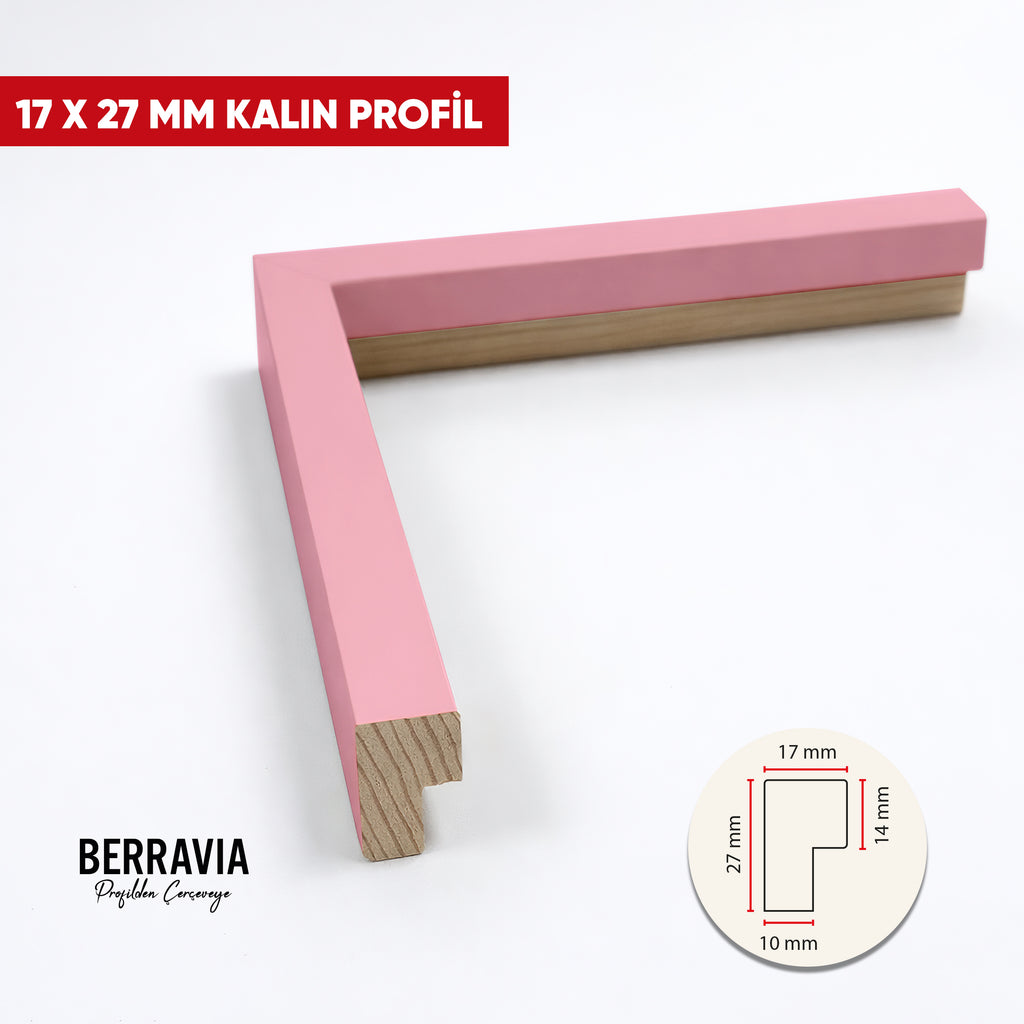 AHŞAP PROFİL PEMBE - 17x27 MM