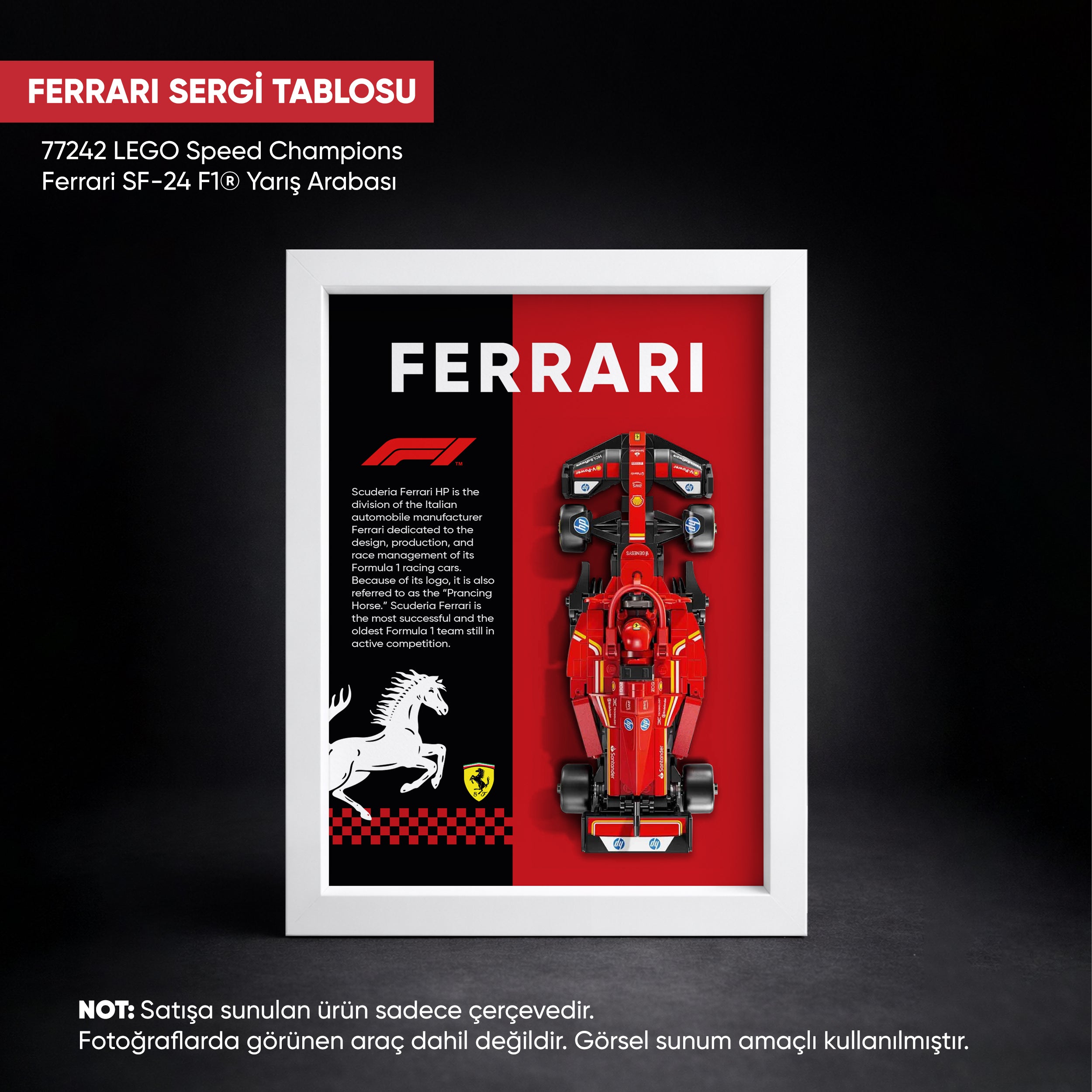 Ferrari F1 LEGO Sergi Çerçevesi – Speed Champions SF-24 (77242) Uyumlu