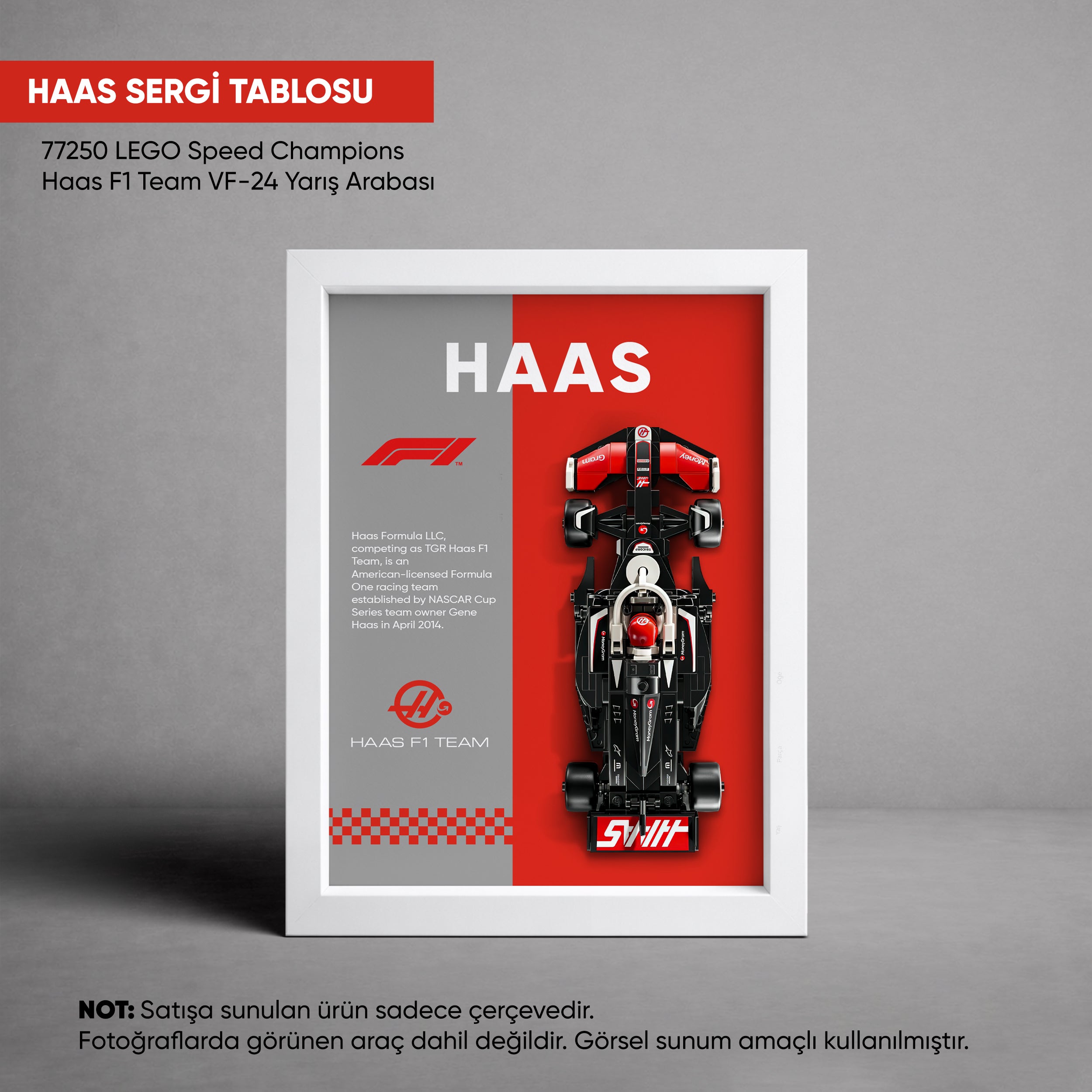 Haas F1 LEGO Sergi Çerçevesi – Speed Champions VF-24 (77250) Uyumlu