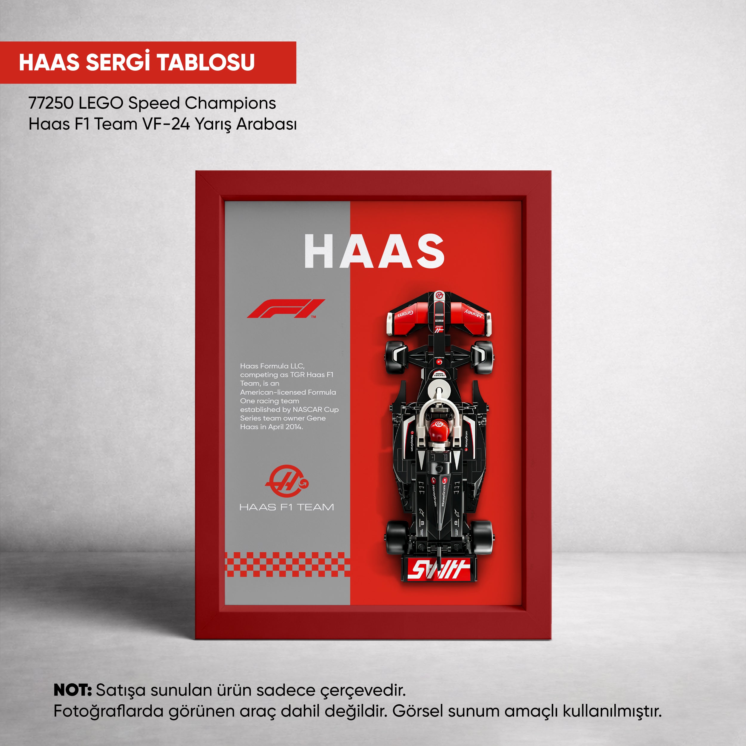 Haas F1 LEGO Sergi Çerçevesi – Speed Champions VF-24 (77250) Uyumlu