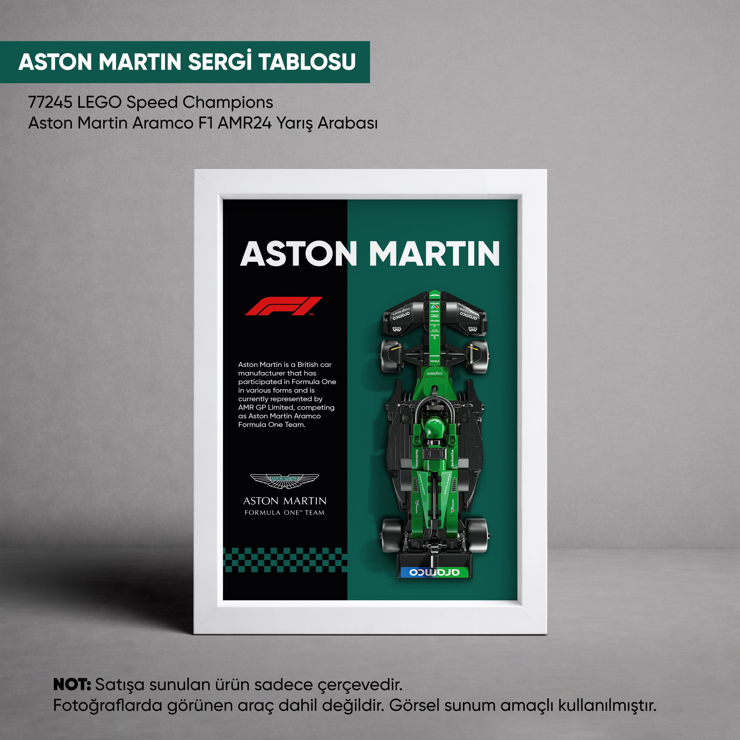 Aston Martin F1 LEGO Sergi Çerçevesi – Speed Champions AMR24 (77245) Uyumlu