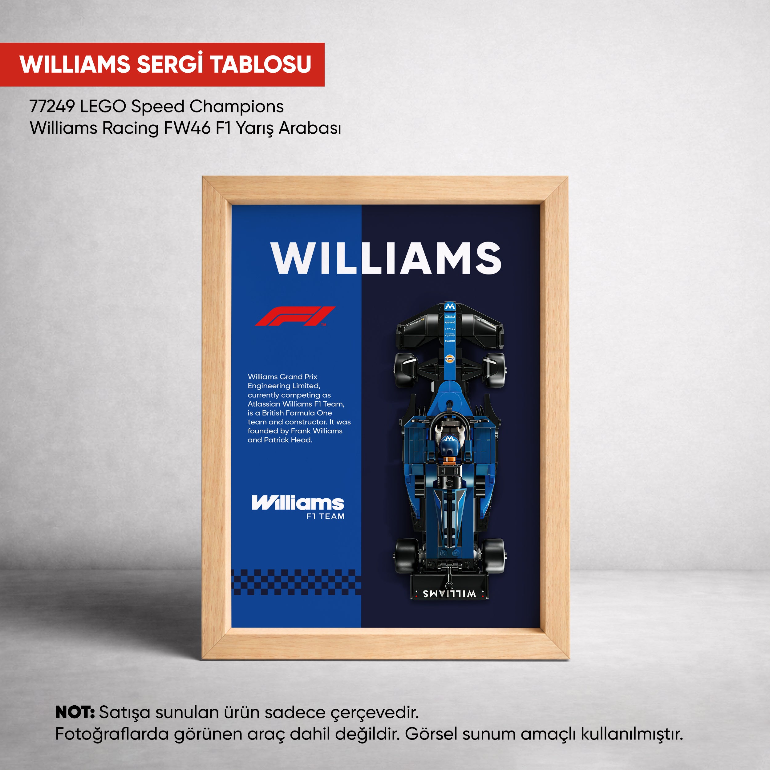 Williams F1 LEGO Sergi Çerçevesi – Speed Champions FW46 (77249) Uyumlu