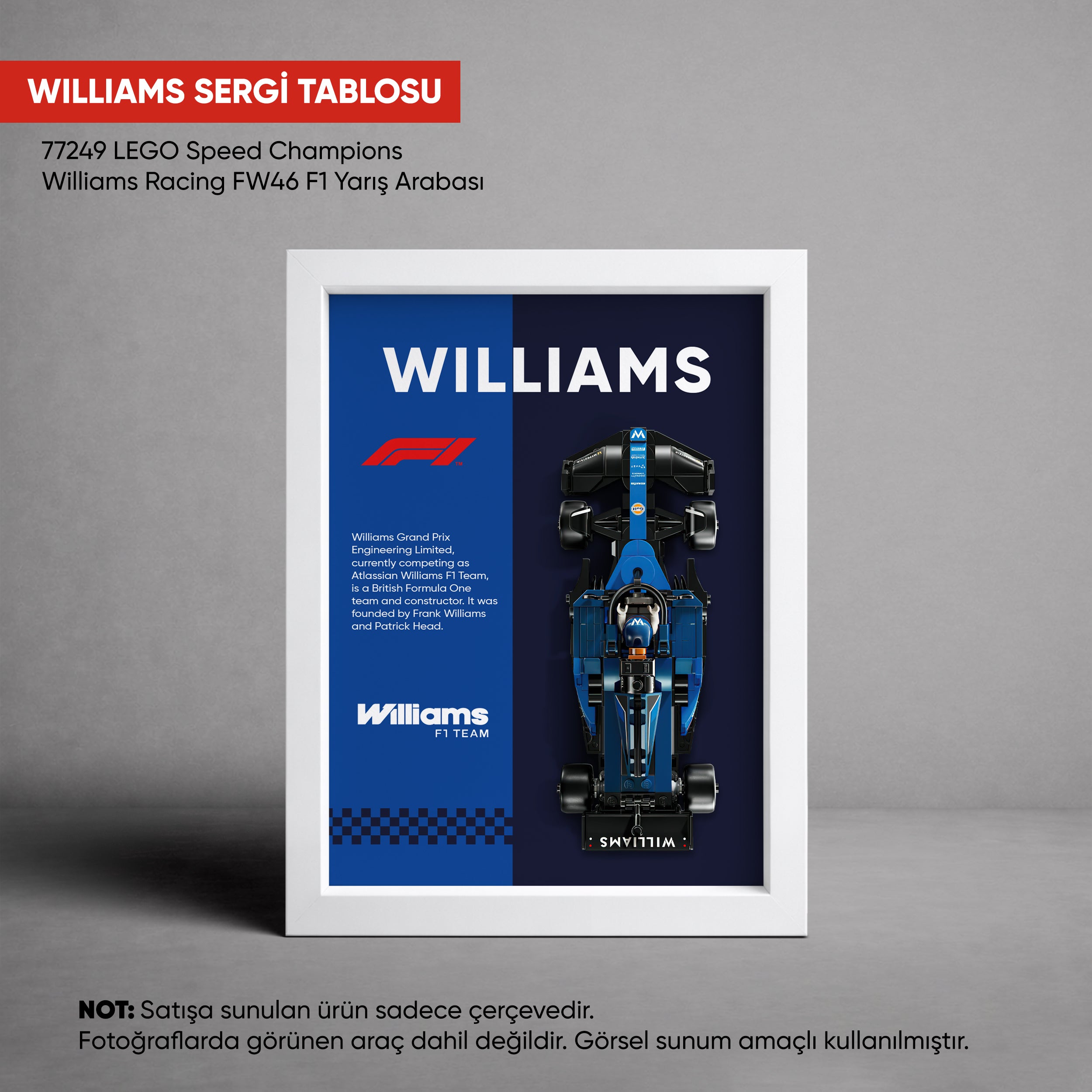Williams F1 LEGO Sergi Çerçevesi – Speed Champions FW46 (77249) Uyumlu