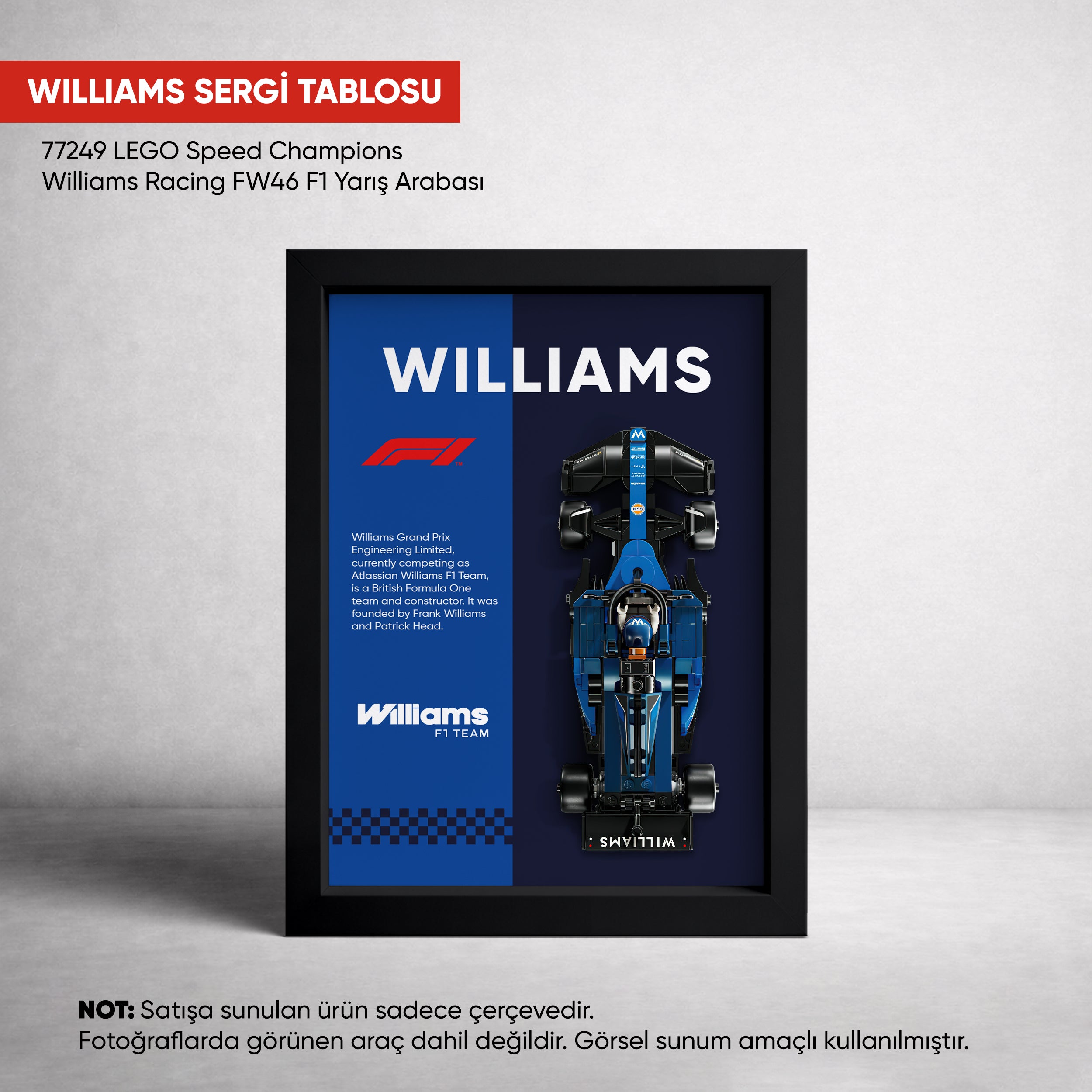 Williams F1 LEGO Sergi Çerçevesi – Speed Champions FW46 (77249) Uyumlu