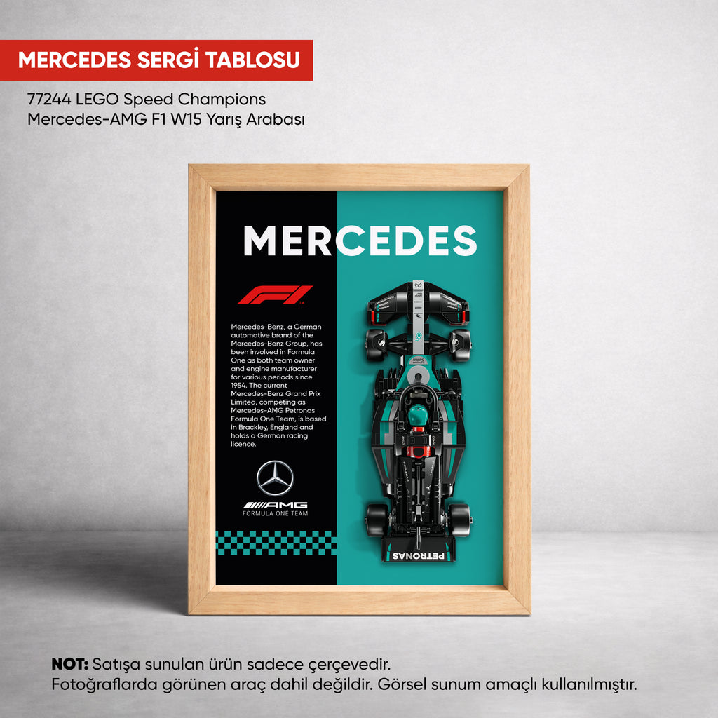 Mercedes-AMG F1 LEGO Sergi Çerçevesi – Speed Champions W15 (77244) Uyumlu