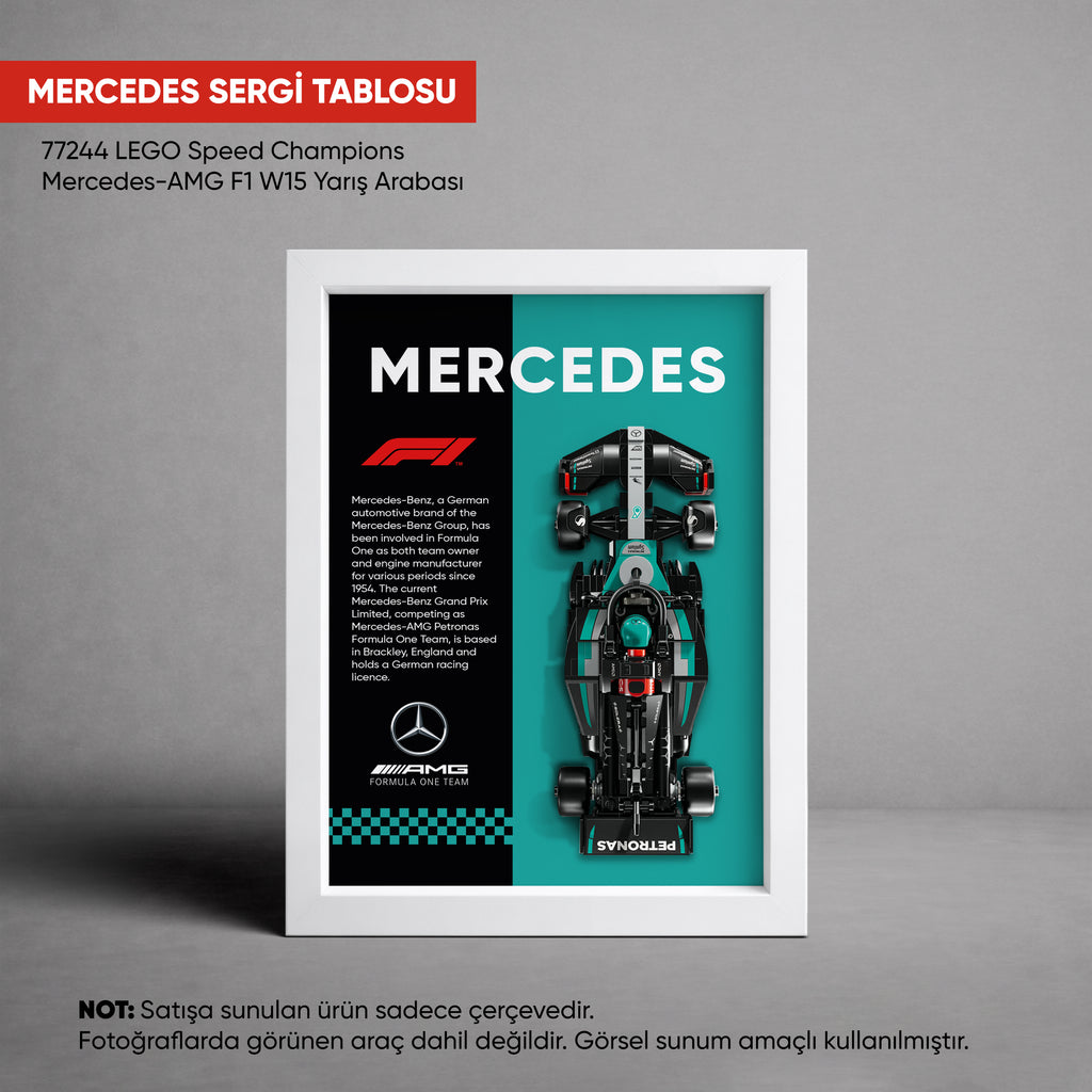 Mercedes-AMG F1 LEGO Sergi Çerçevesi – Speed Champions W15 (77244) Uyumlu
