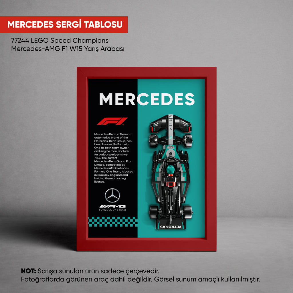 Mercedes-AMG F1 LEGO Sergi Çerçevesi – Speed Champions W15 (77244) Uyumlu