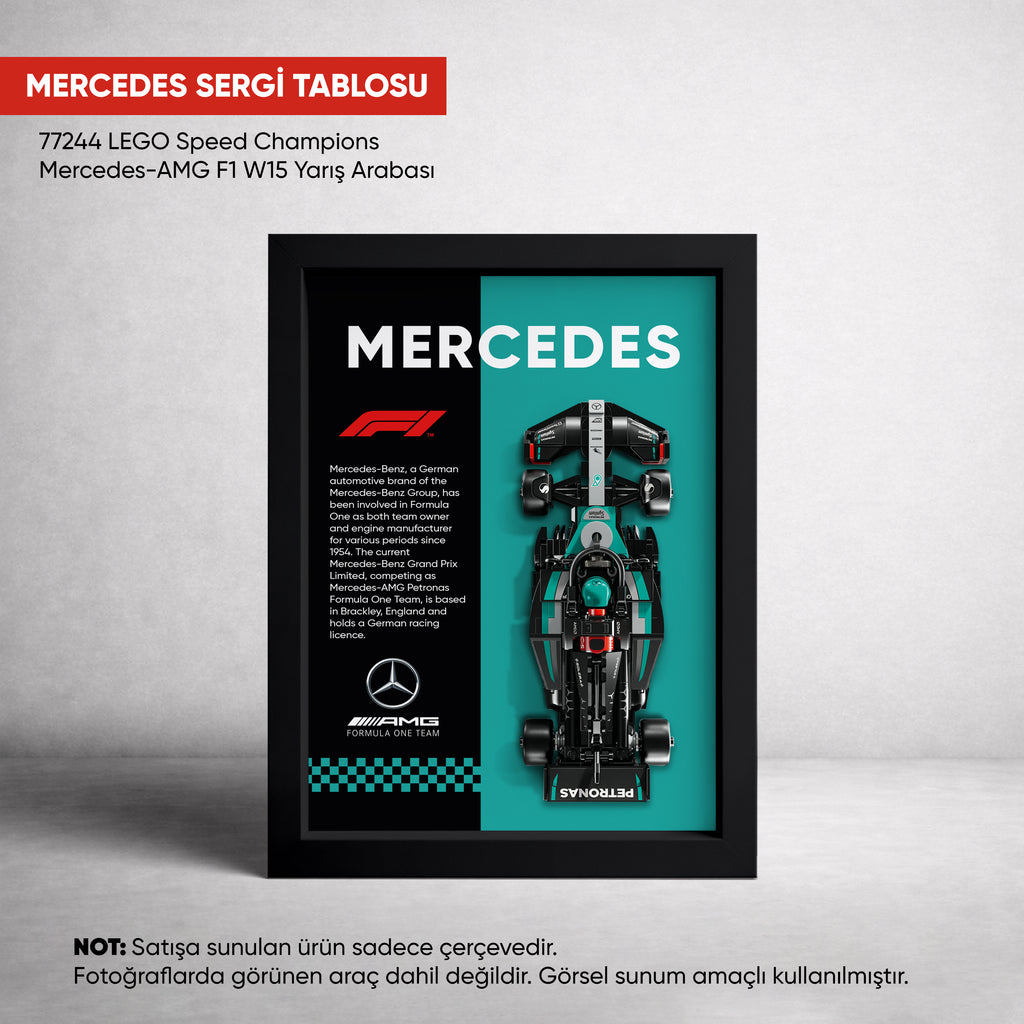 Mercedes-AMG F1 LEGO Sergi Çerçevesi – Speed Champions W15 (77244) Uyumlu