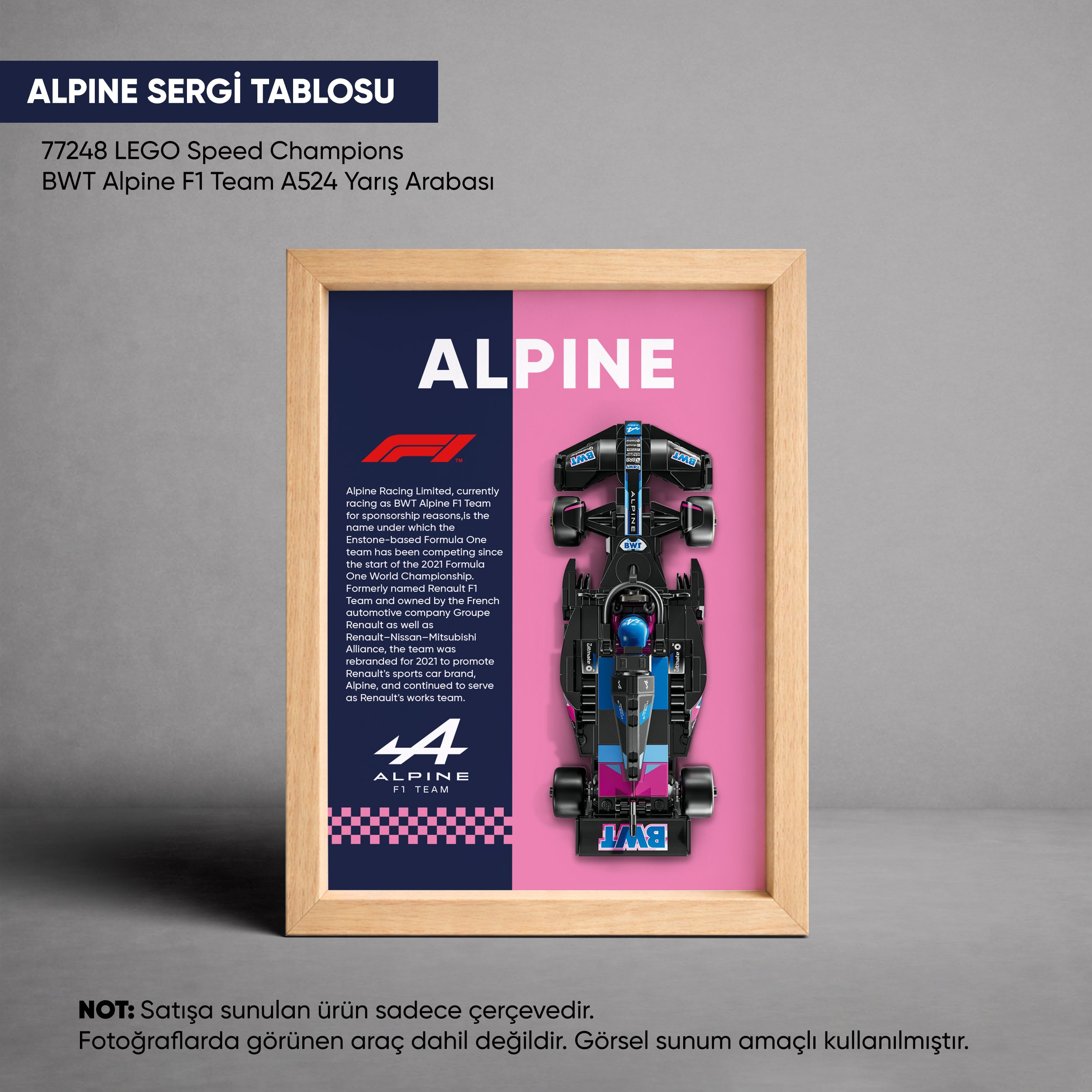 Alpine F1 LEGO Sergi Çerçevesi – Speed Champions A524 (77248) Uyumlu
