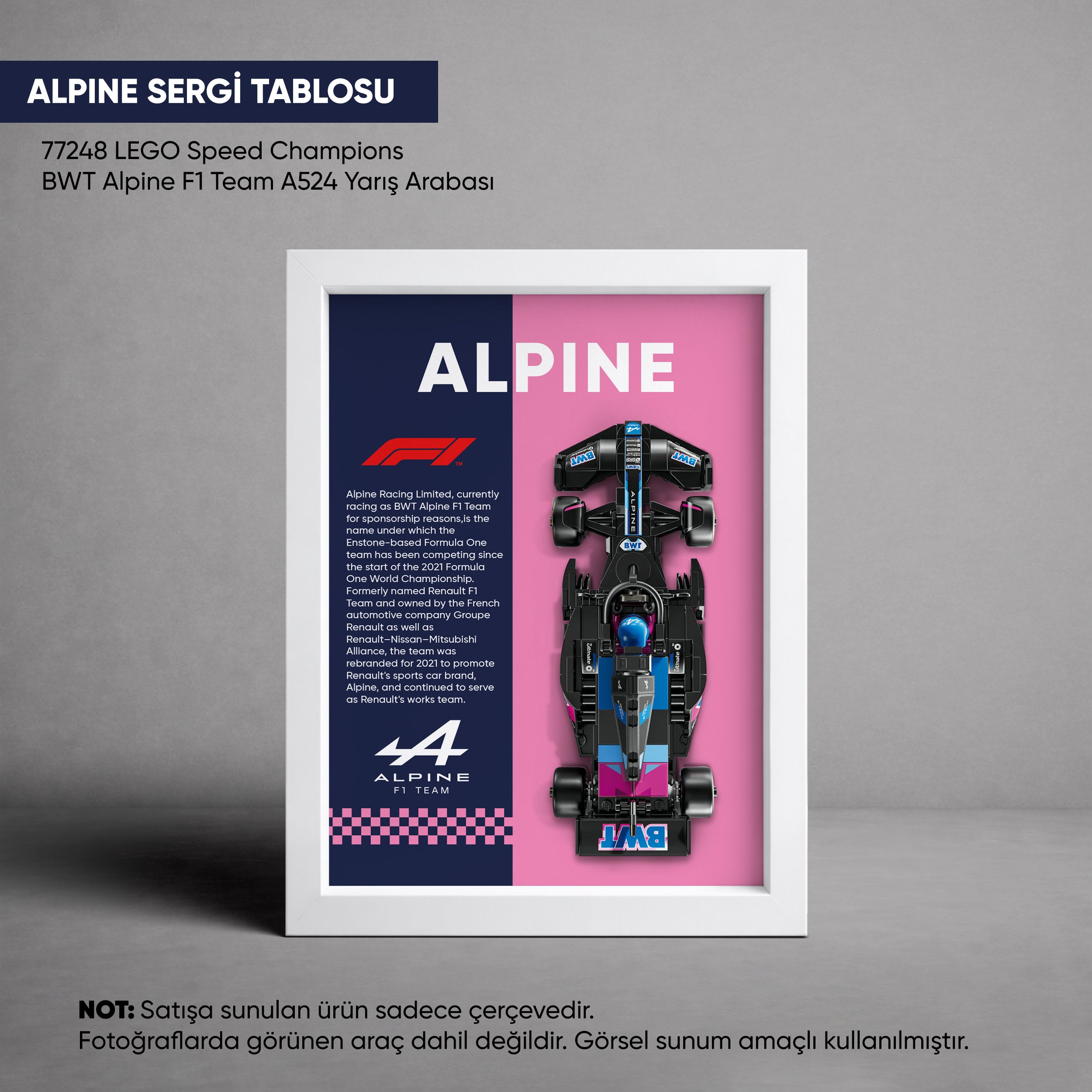 Alpine F1 LEGO Sergi Çerçevesi – Speed Champions A524 (77248) Uyumlu