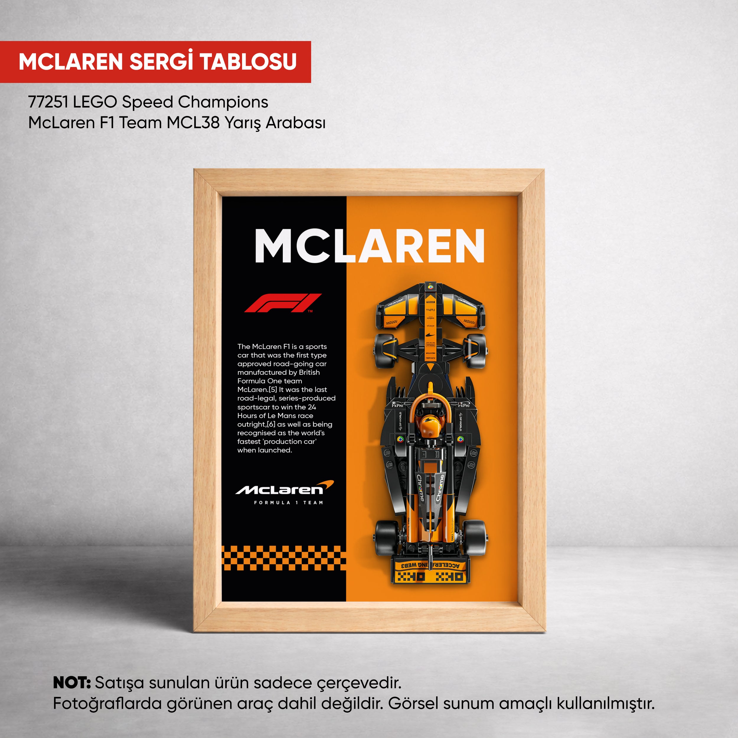 McLaren F1 LEGO Sergi Çerçevesi – Speed Champions MCL38 (77251) Uyumlu