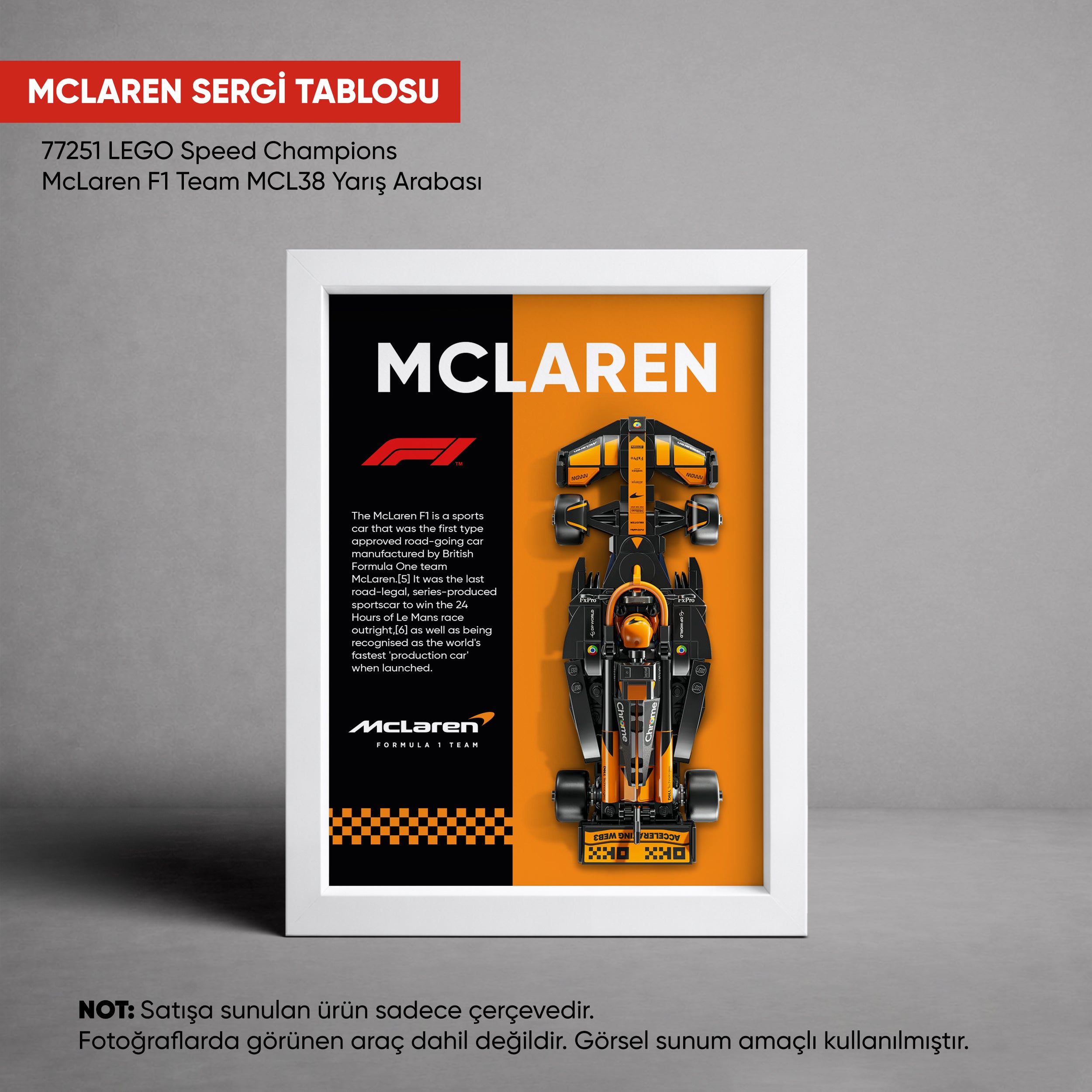 McLaren F1 LEGO Sergi Çerçevesi – Speed Champions MCL38 (77251) Uyumlu