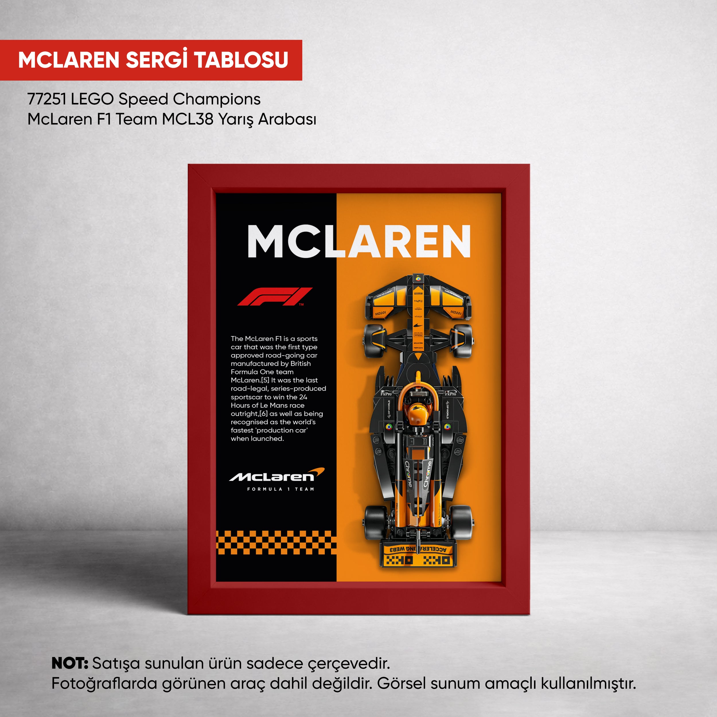 McLaren F1 LEGO Sergi Çerçevesi – Speed Champions MCL38 (77251) Uyumlu