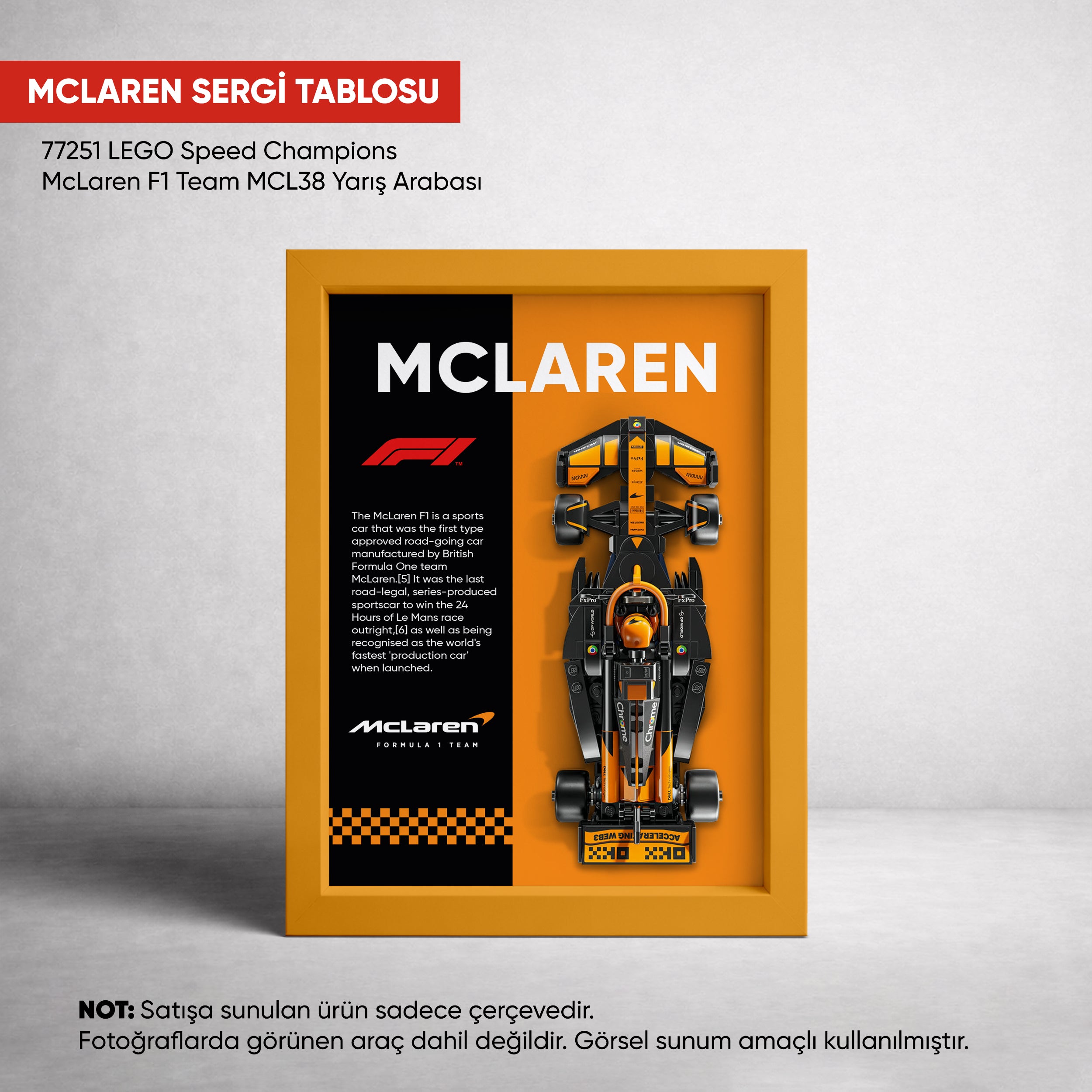 McLaren F1 LEGO Sergi Çerçevesi – Speed Champions MCL38 (77251) Uyumlu