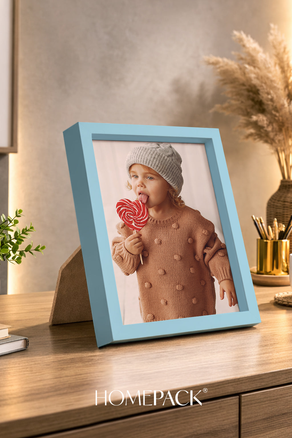 Kalın Masaüstü Resim Çerçevesi, Fotoğraf Çerçevesi - AÇIK MAVİ