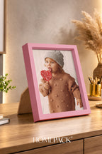Kalın Masaüstü Resim Çerçevesi, Fotoğraf Çerçevesi - AÇIK PEMBE