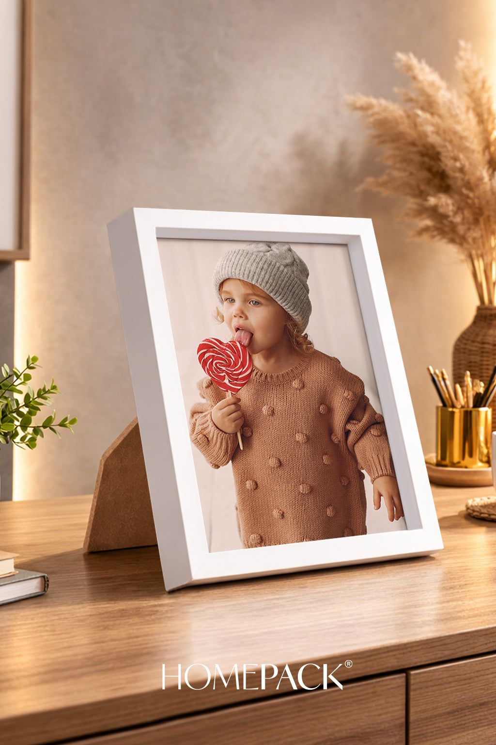 Kalın Masaüstü Resim Çerçevesi, Fotoğraf Çerçevesi - BEYAZ