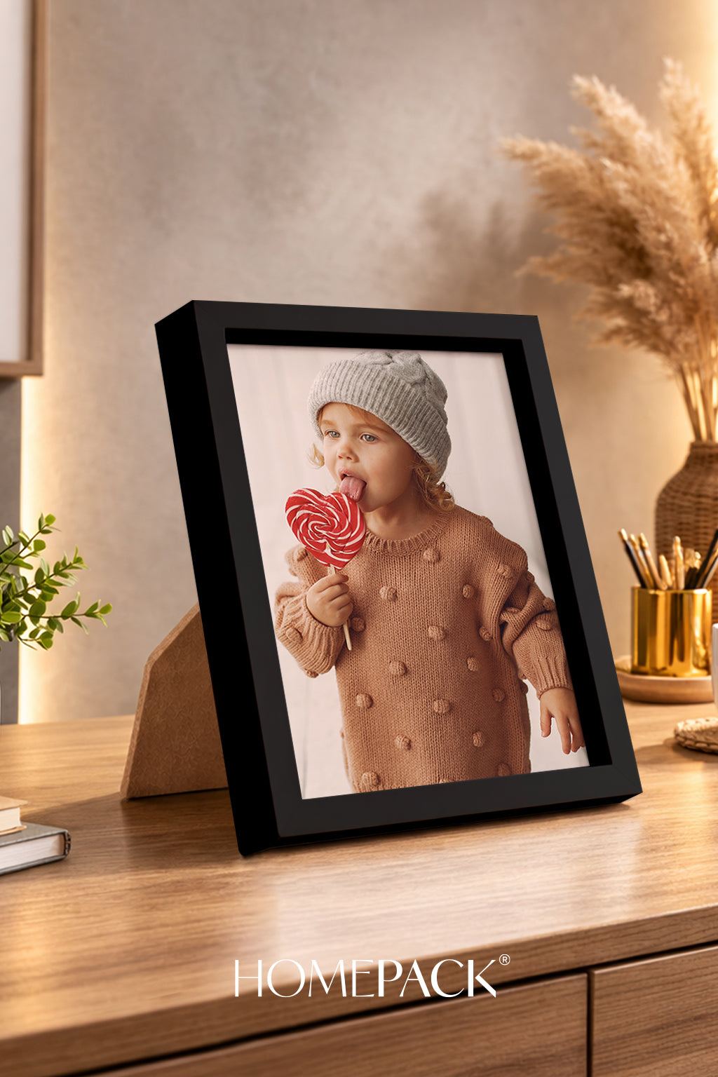 Kalın Masaüstü Resim Çerçevesi, Fotoğraf Çerçevesi - SİYAH