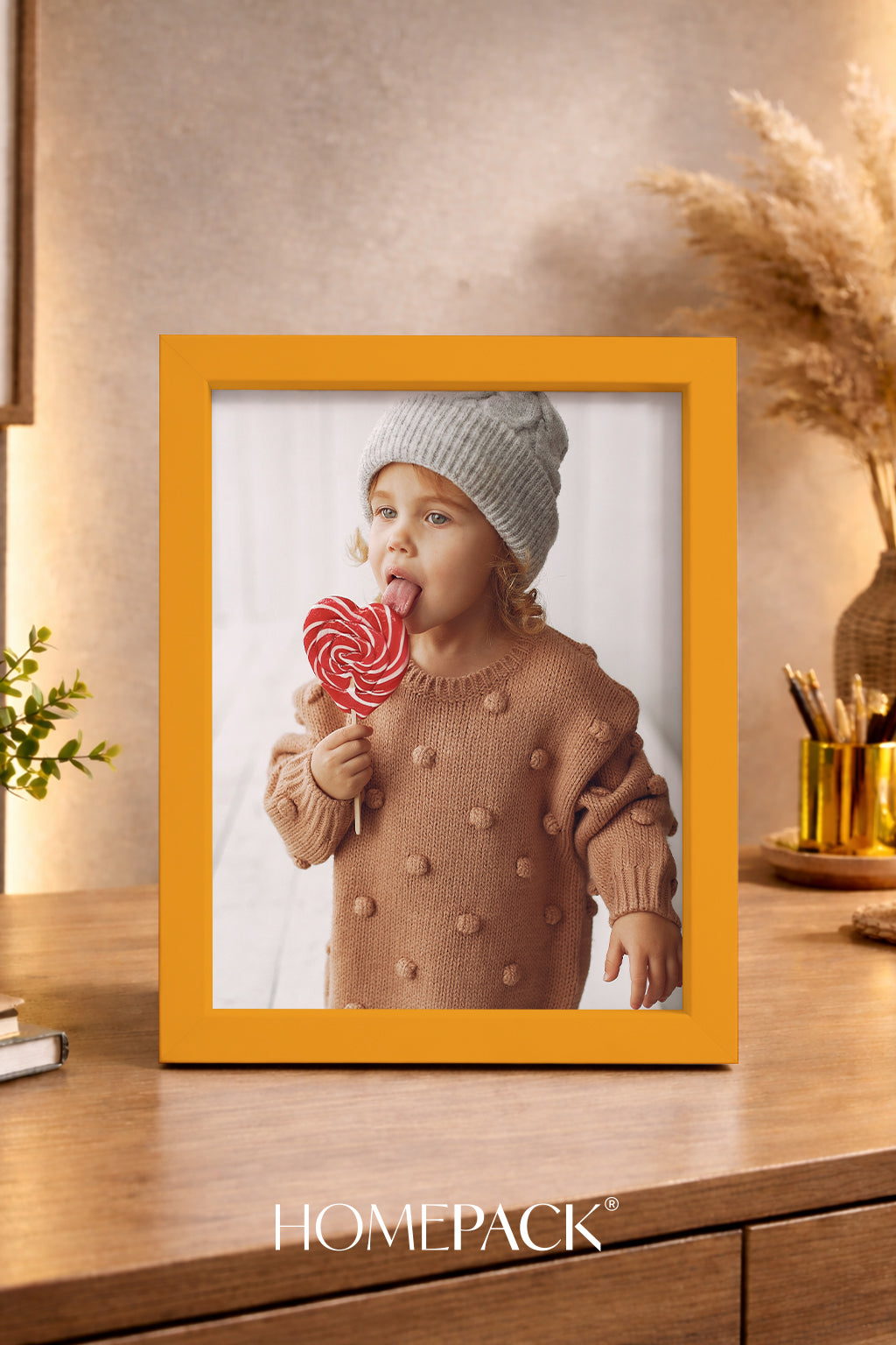 Kalın Masaüstü Resim Çerçevesi, Fotoğraf Çerçevesi - SARI