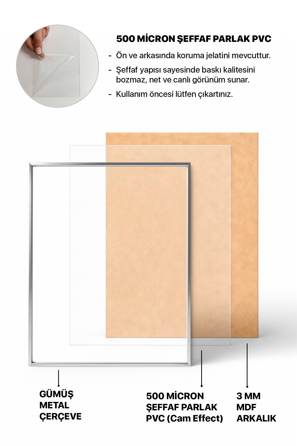 Metal Poster/Fotoğraf Çerçevesi - Gümüş