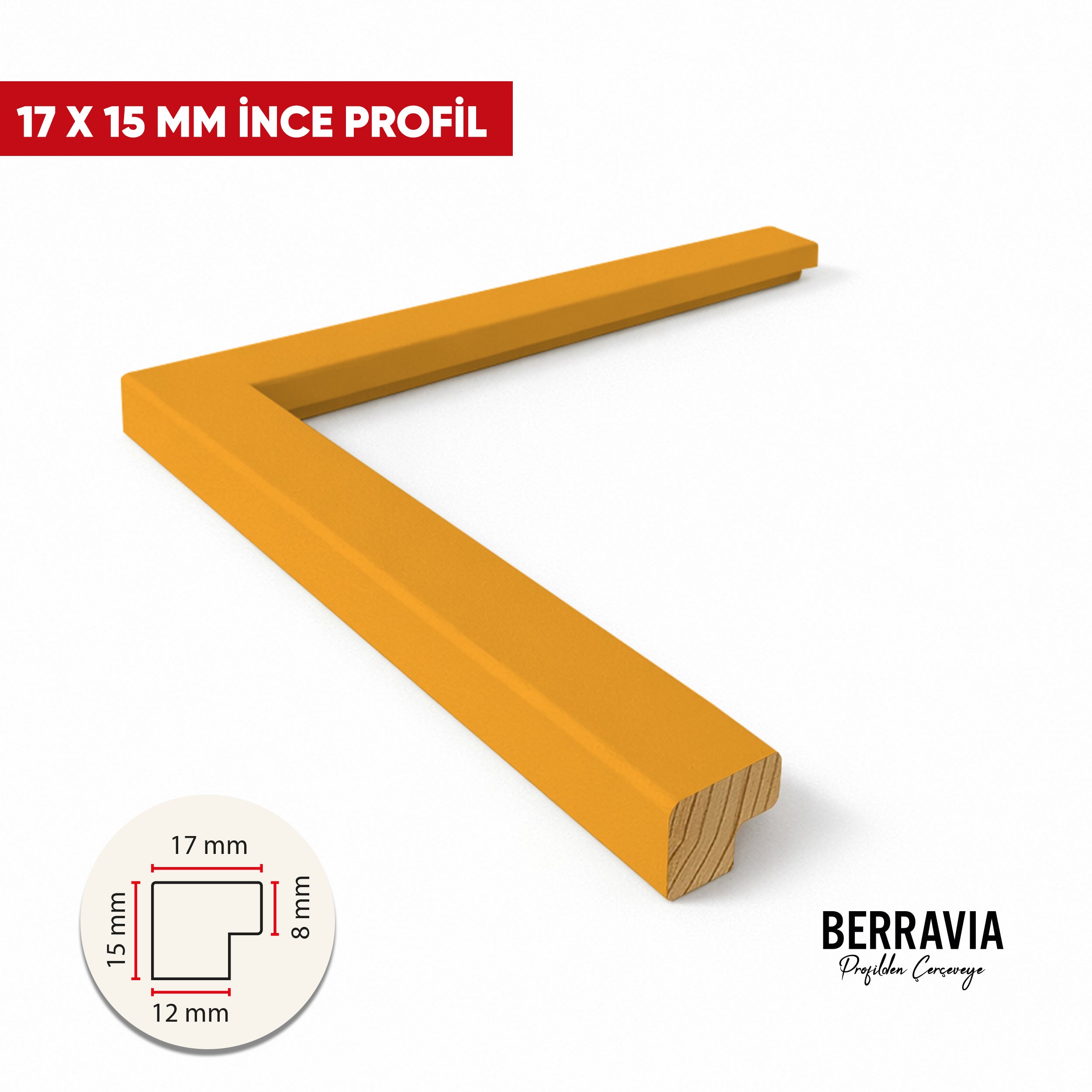 AHŞAP PROFİL SARI- 17 X 15 MM -