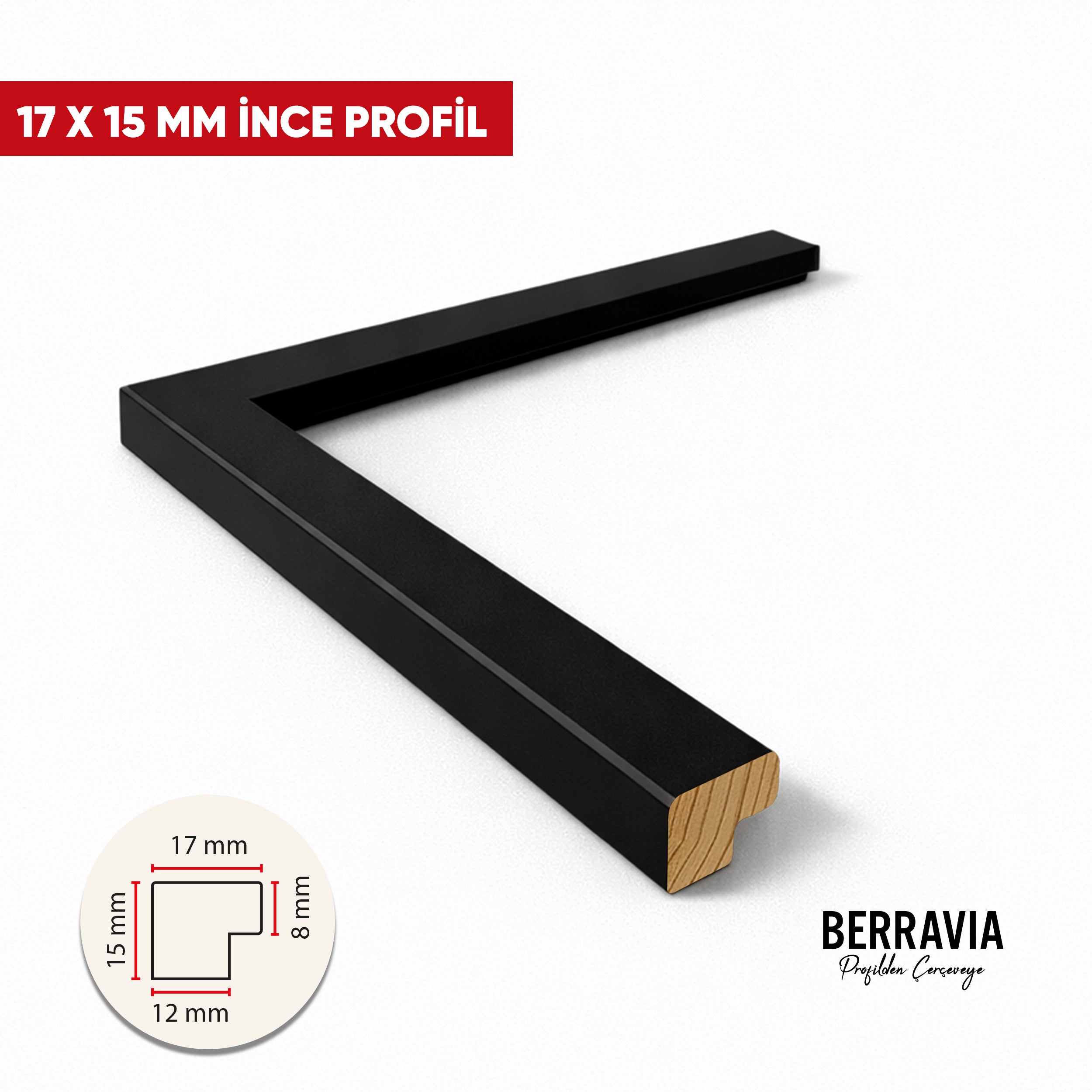 AHŞAP PROFİL SİYAH - 17 X 15 MM -