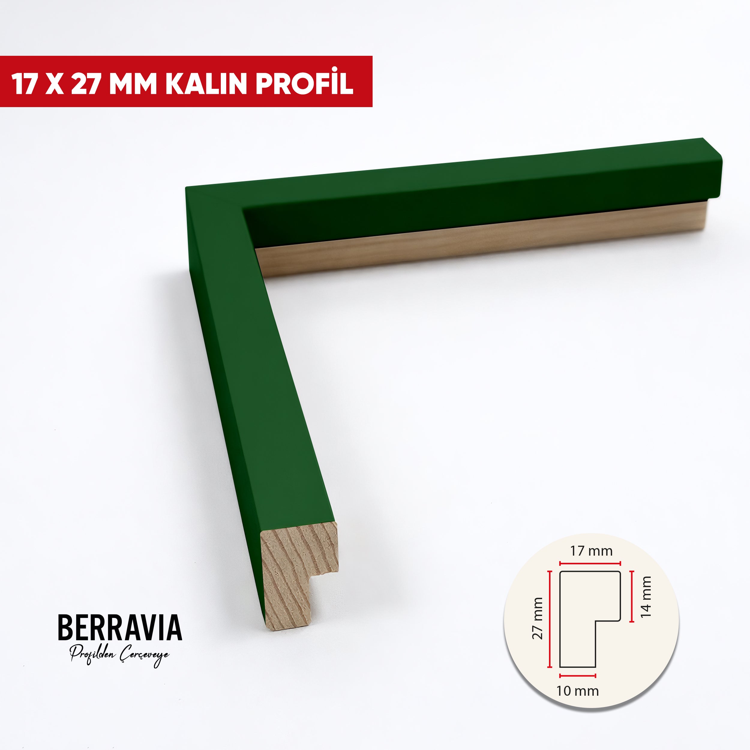 AHŞAP PROFİL YEŞİL - 17x27 MM